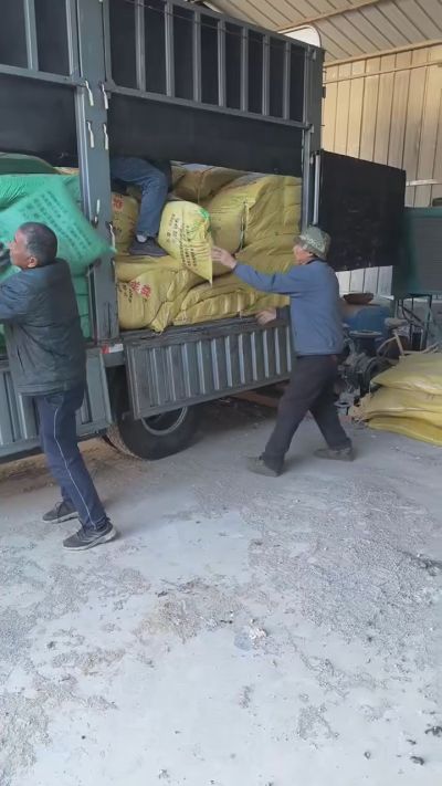 邢台发酵鸡粪，羊粪，有机肥正在卸车中