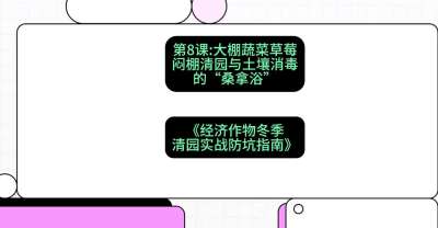 第8节：【大棚蔬菜草莓】闷棚清园与土壤消毒的&ldquo;桑拿浴&rdquo;，课程：《经济作物冬季清园&middot;实战防坑指南》#识农AI