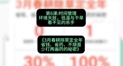 第6节：时间管理环境天敌，低温与干旱&mdash;&mdash;看不见的杀手，课程：《3月春耕除草定全年：省钱、省药、不烧苗、少打两遍药的秘密》